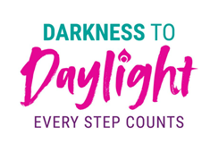 Darkness to daylight pink text