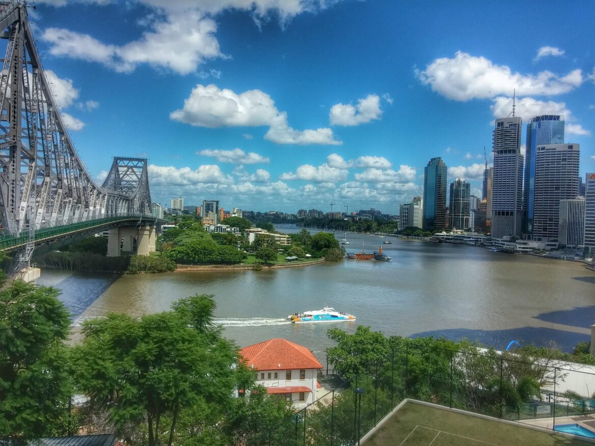 View of Brisbane River with a ferry