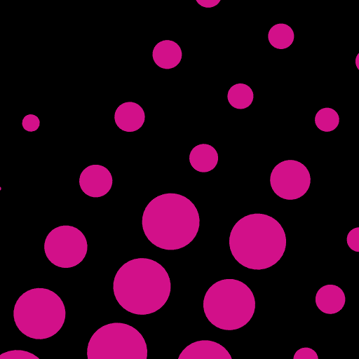 Black background with pink dots in a geometric shape